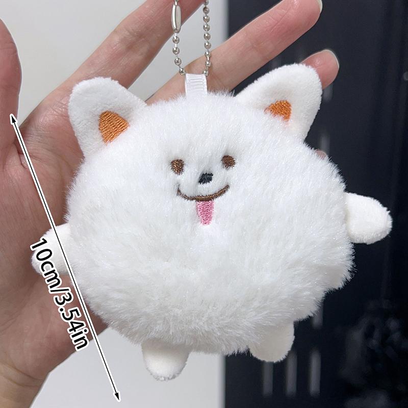 1Pc Kawaii Samoyed Plush Doll Squeak Toy Stuffed Animal Doll Keychain Plushies Toys Key Holder Bag Pendant Car Key Accessories