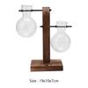 Plant Terrarium with Wooden Stand Hydroponic Planter Bulb Glass Bonsai Flower Pot Propagation Station for Indoor Home Decor