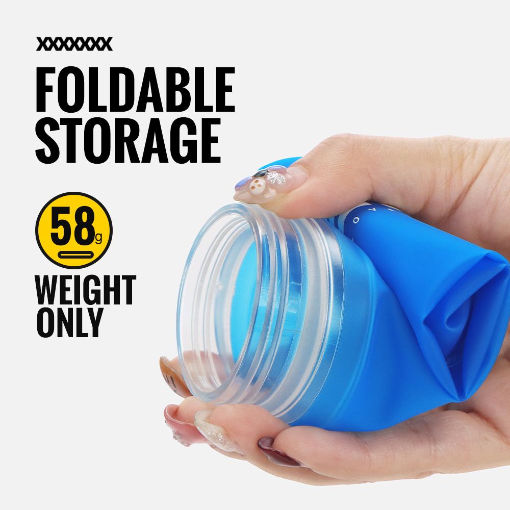 WRELS Sports TPU Collapsible Soft Water Bottle Hydration Pack Soft Flask Folding Water Bottles BPA-Free Sports Running Bottle