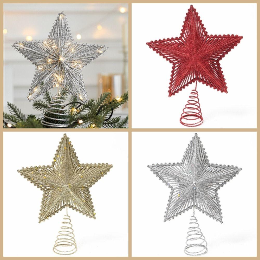 Shining Tree Topper Stars Five-pointed Star Christmas Tree Ornaments  New Year