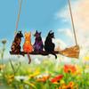 Elegant Colorful Cats with Broom Design Window Hanging Ornament Compacts Size Acrylic Suncatchers Home Garden Decors
