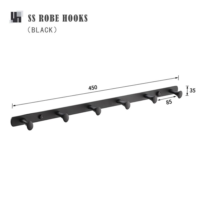 Матовый черный крючок для халата, крючок для полотенец в ванной, крючок для одежды на задней двери гостиной, крючок для ключей из нержавеющей стали, крючки для хранения кухонных полотенец