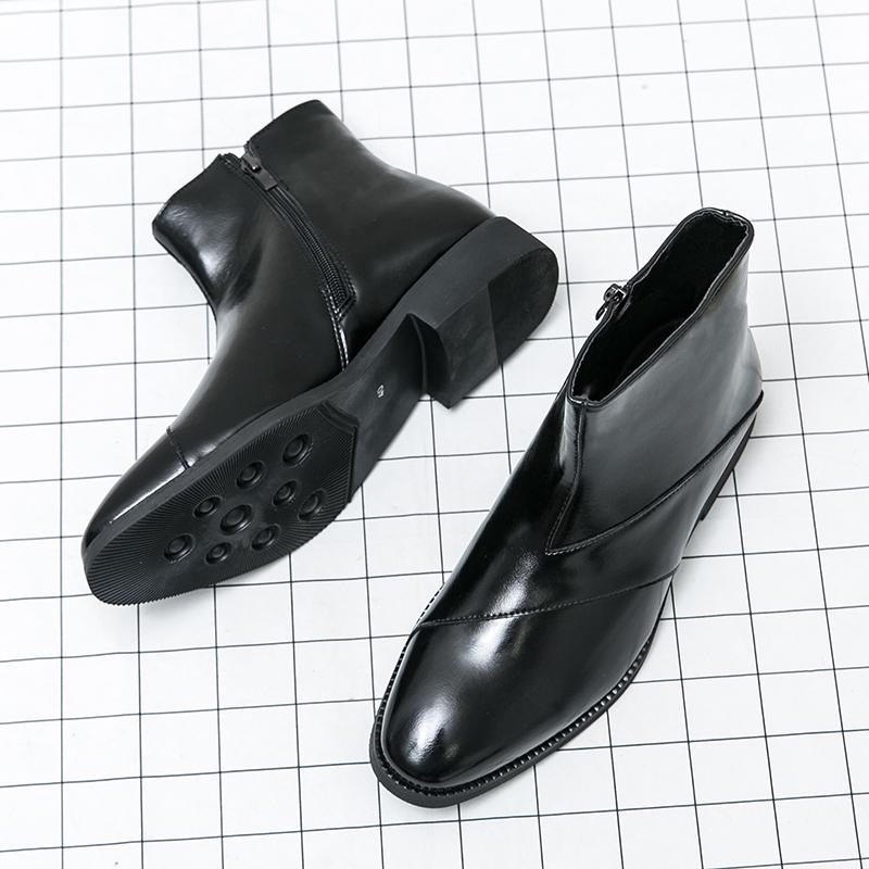 Fashion Men High Top Platform Casual Leather Shoes Man Japan Harajuku Korean Streetwear Fashion Business Wedding Leather Shoes