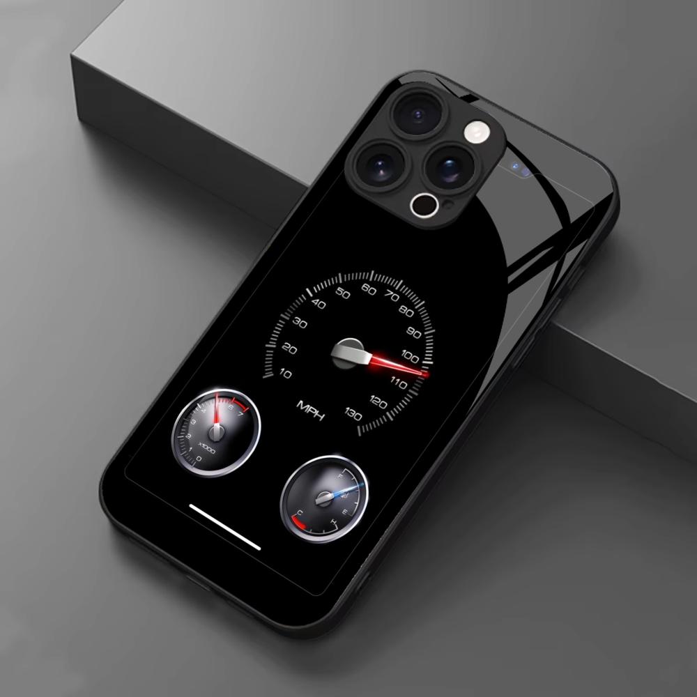 Black Car Dashboard Art mobile phones Glass phone case for iphone 17 pro max cover for iPhone 17 16 15 14 13 12 11pm Pro Plus