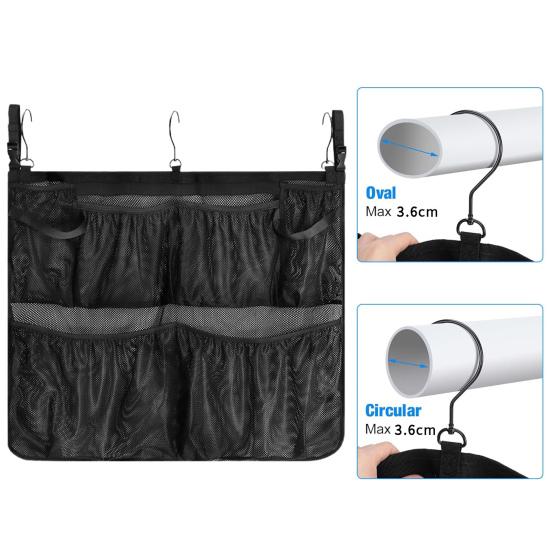 Poolside Storage Bag Multi Pockets Hollow Out Drainage 360 Degree Rotation Hook Large Capacity Swimming Pool Pole Toys Goggles Phone Mesh Bag
