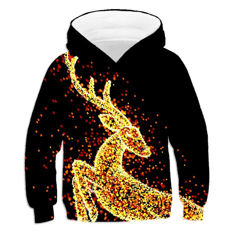 Рождественские толстовки с капюшоном Санта-Клауса с 3D-принтом, подарки от лося, толстовки для мальчиков и девочек, унисекс, толстовка с капюшоном, детская мода, милое пальто большого размера