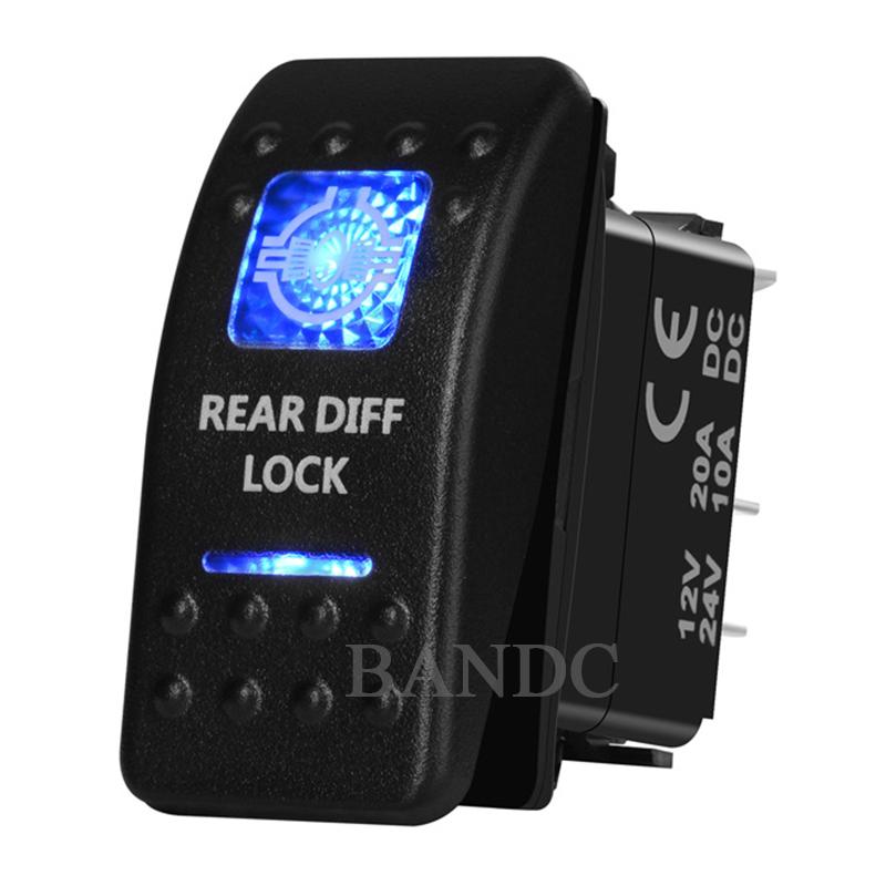 Rear Differential Lock Rocker Switch 5P On-Off Dual Blue Led Toggle Switch for the ARB/Carling/NARVA 4x4 Style Car Accessories