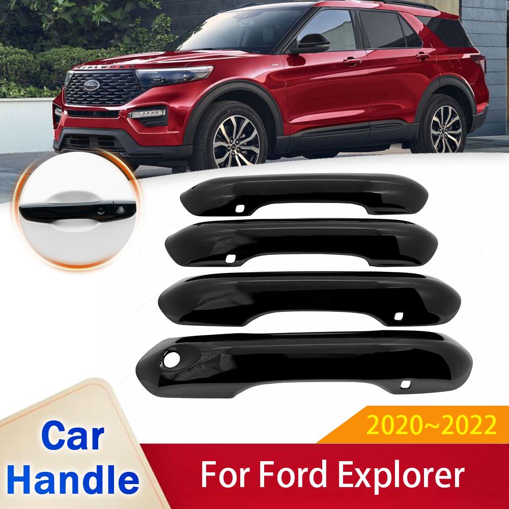 Для Ford Explorer MK6 U625 2022 глянцевый черный карбоновый чехол на дверную ручку, наклейка, отделка автомобиля, внешний стиль