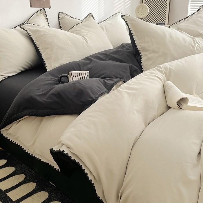 Class A cotton four-piece set, light luxury quilt cover, bed sheet, bed hat quilt cover, new pure cotton student dormitory three-piece set 1