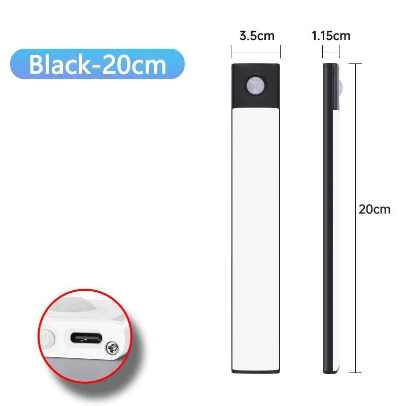 Светодиодная лампа для шкафа USB Type-C, перезаряжаемая, с датчиком движения, светодиодная лампа для кухонного шкафа, освещение шкафа 20 см/30 см/40 см/50 см/60 см