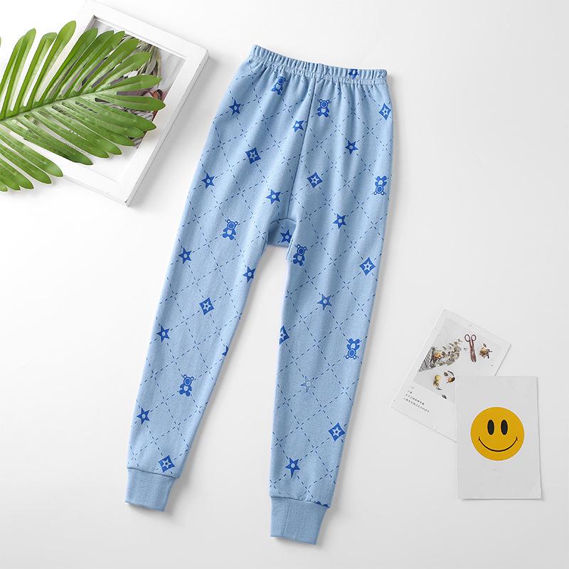 Детские осенние брюки из чистого хлопка: Мягкая внутренняя одежда для мальчиков и девочек, легкие пижамы на весну и осень