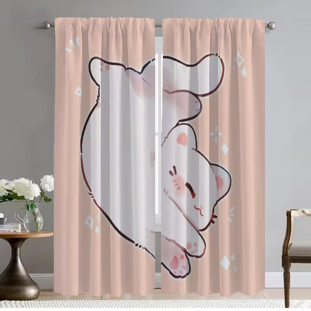 Кухонные шторы для гостиной Шторы для комнаты 2 панели Милый кот Домашний интерьер Шторы Разделительные жалюзи Украшения на Хэллоуин