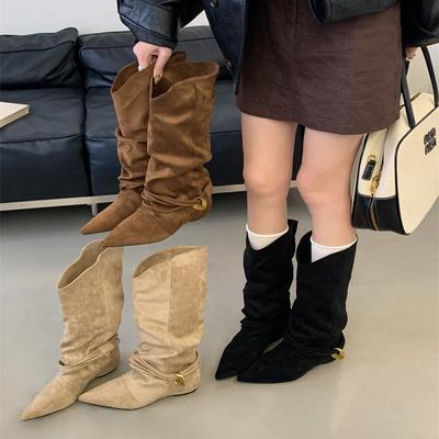 ~ Нишевые кошачьи и ковбойские сапоги сложены и свалены в кучу, осенне-зимний новый модный темперамент, универсальные короткие сапоги, женский тренд