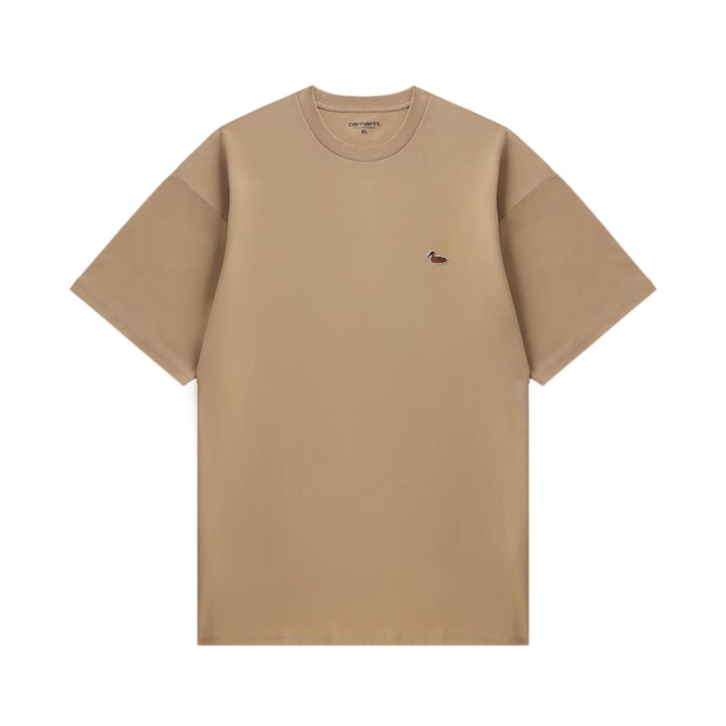 Carhartt WIP Спортивная Удобная Минималистичная Цветные Блоки Классическая Винтажная Футболка с Коротким Рукавом Мужские Топы Коричневый CHXTEA242037O