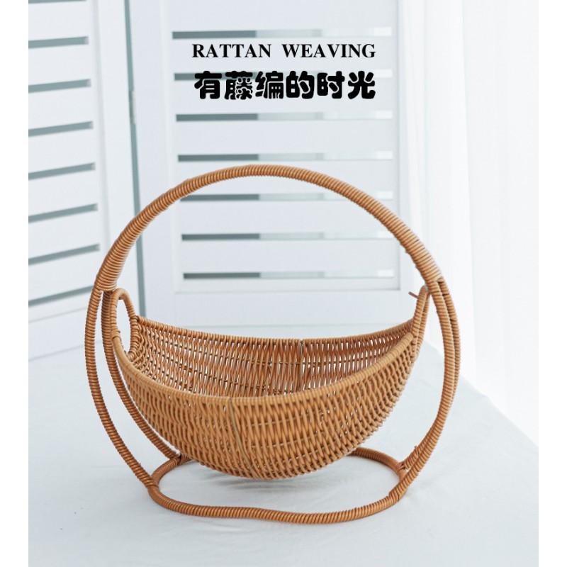 Cradle Style Fruit Basket PP Woven Snack Tray Home Kitchen Candy Tea Time