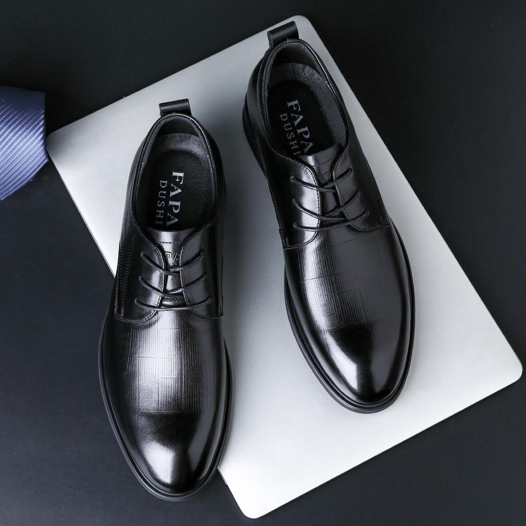 2025 Leather Shoes Men's Dress Business British Style Leather Men's Shoes First Layer Cowhide Premium Wedding Dress Derby Shoes