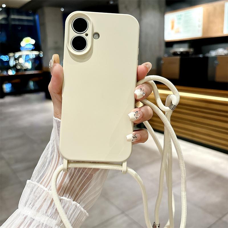 Чехол для телефона из жидкого силикона с ремешком для Apple iPhone 16 15 14 13 12 11 Plus Pro Max, защитный ремешок для руки, противоударный чехол