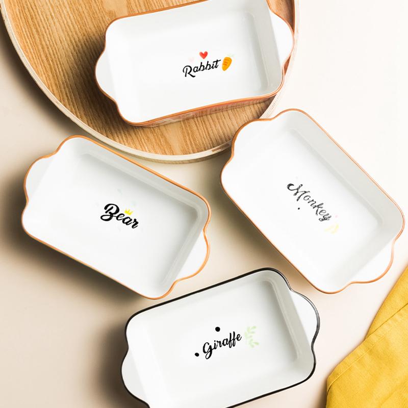 8-дюймовая керамическая форма для выпечки с изображением животных из мультфильмов, противень для выпечки, миска для пасты, пиццы, сервировочная тарелка 600 мл