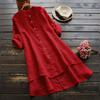 Women's Spring Solid Cotton Linen Shirt Dress Ladies Loose Dress Long Tops Blouse Plus Size Clothes Clothing 2024