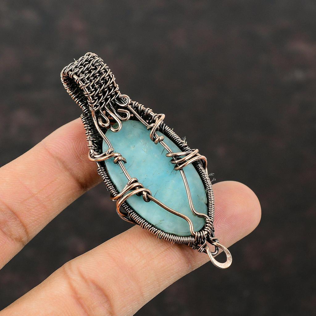 Hemimorphite Pendant Copper Wire Wrapped Gemstone Pendant Wire Wrap Jewelry Pendant For Women Handmade Pendant Copper Jewelry Gift For Him