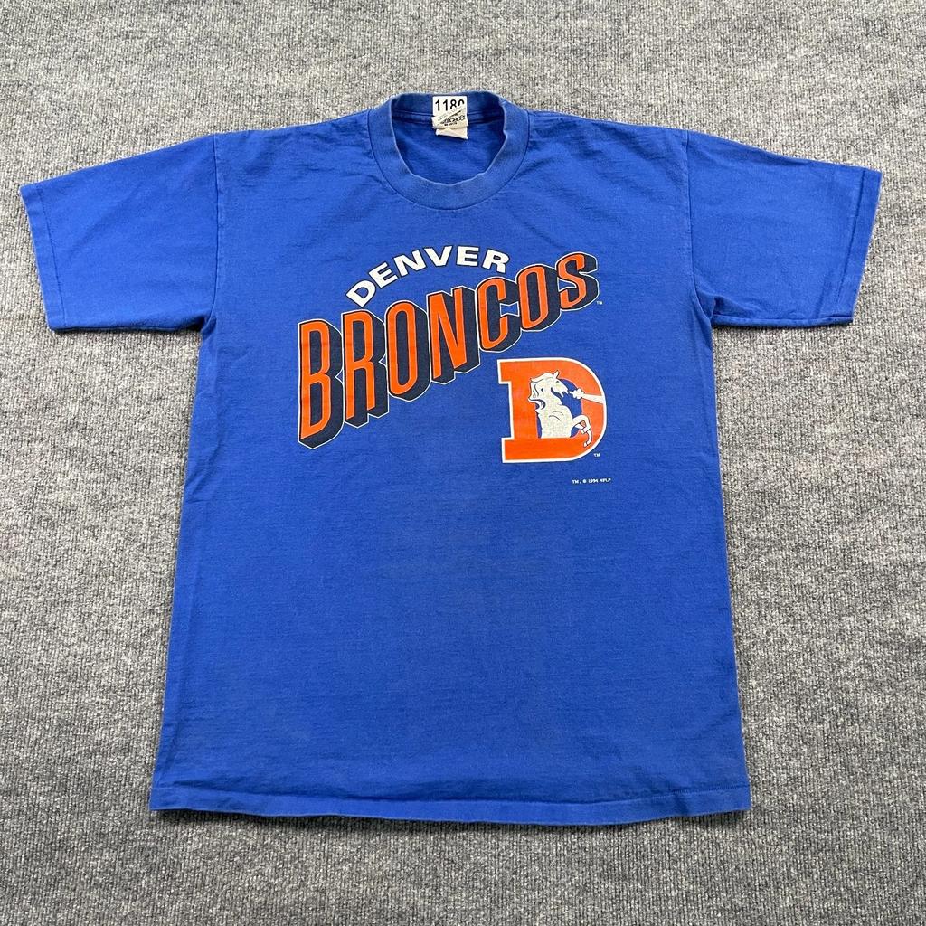 Винтажная футболка NFL Denver Broncos 1994 года, размер L, 22x30, одинарный шов, синяя