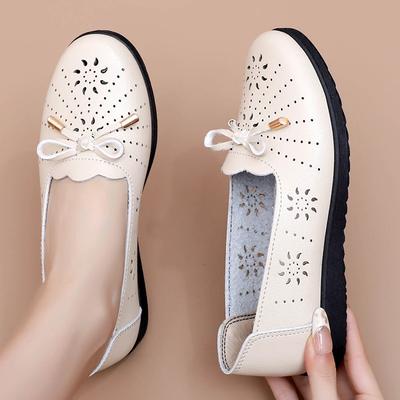 Сандалии для женщин среднего и пожилого возраста на весну и лето, удобные туфли с мягкой подошвой и бантом, нескользящие туфли без застежек для бабушек