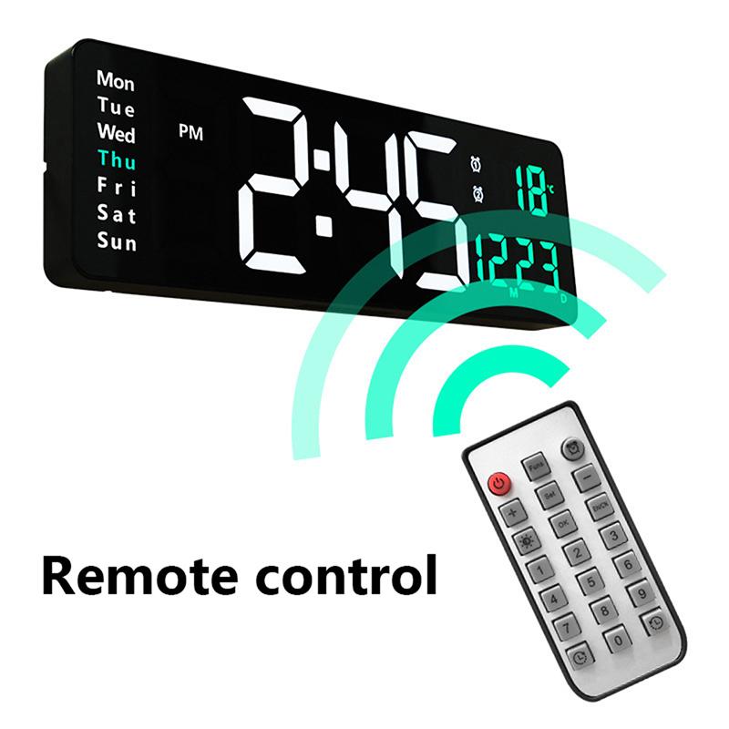 Светодиодные цифровые настенные часы с электронным пультом дистанционного управления, температурой и датой, настенные