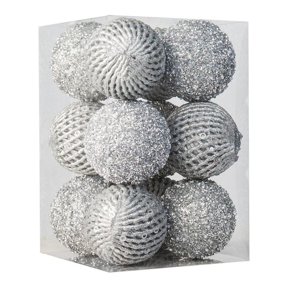 6/12pcs 8/10cm Festive Decorative Ball with Sequins Christmas Tree Hanging Ornaments  Wedding