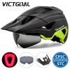 Victgoal Светодиодный Велосипедный Шлем с Козырьком-Солнцезащитными Очками Перезаряжаемый Светодиодный Мужской Велосипедный Шлем Щиток-Солнцезащитные Очки Дорожный МТБ Велосипедные Шлемы