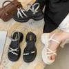 European Station Platform Muffin Sandals 2025 Summer New High-end Versatile Beach Rhinestones Roman Sandals