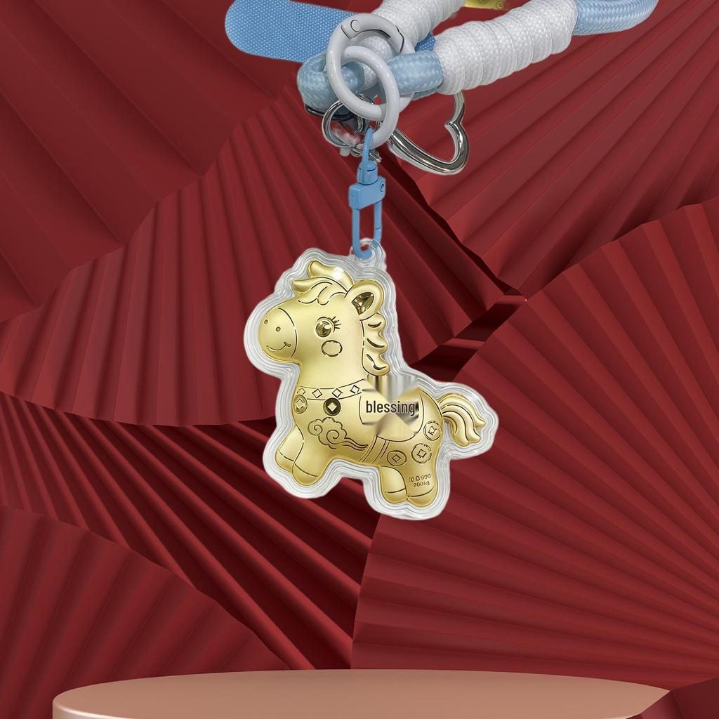 Кулон-брелок для ключей в виде лошади из чистого золота 999 пробы: Талисман мгновенного богатства для телефона, сумки или автомобиля