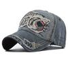 5 Colors Embroidered Shark Color Block Vintage Washed Cotton Baseball Cap Men Women Outdoor