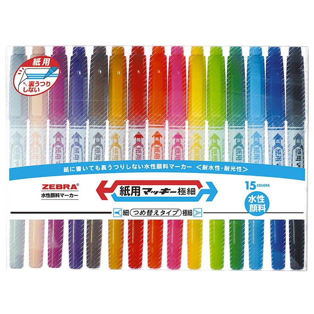 Zebra Paper Extra Fine 15 Водобазовый маркер, Ручка, Наконечник, Цвета, WYTS5-15C