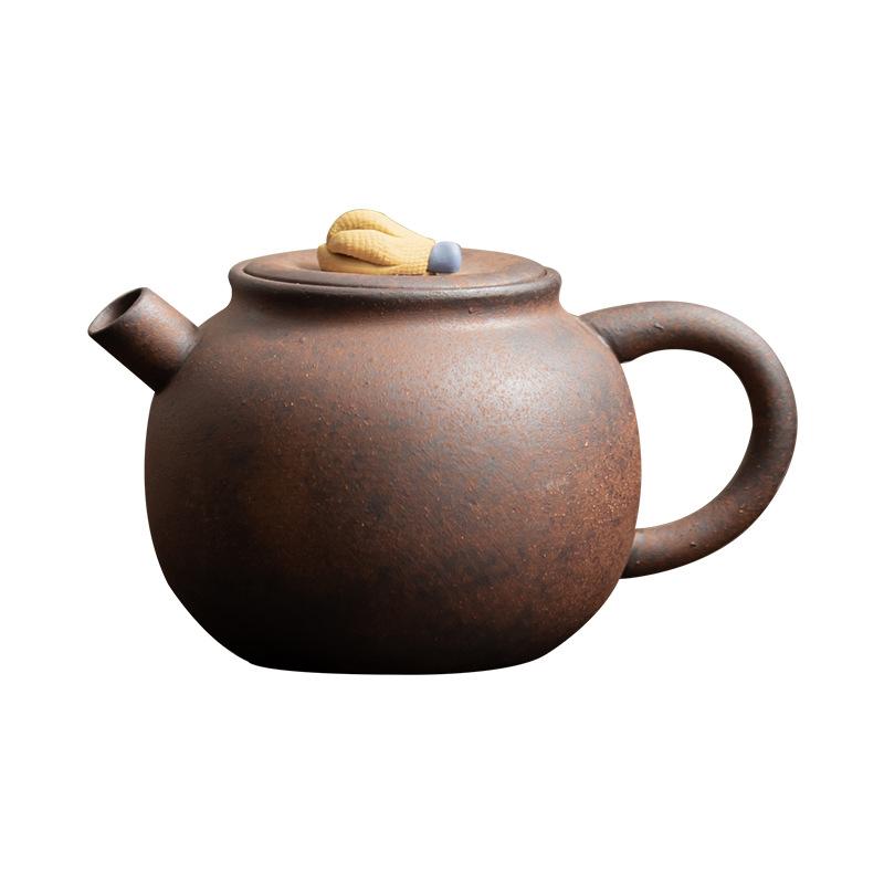 Old Rock Mud Ceramic Teapot Chinese Kung Fu Tea Set for Home Brewing Small Coarse Pottery Retro Style Single Pot Tea Maker