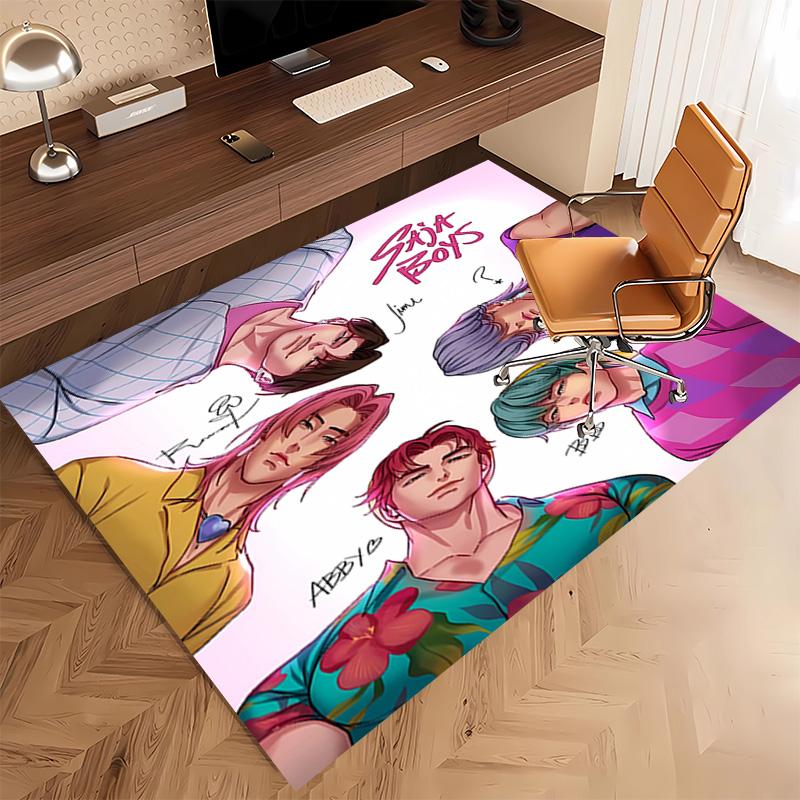 1pc K-Pop Demon Hunters Print Area Rug - Soft, Washable Non-Slip Indoor Mat, Living Room, Home Office Decorative Rug,Office Decorative