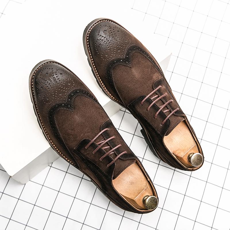 Элегантные резные туфли-броги, классические коричневые мужские туфли из замши и кожи, роскошные банкетные мужские туфли, бесплатная доставка