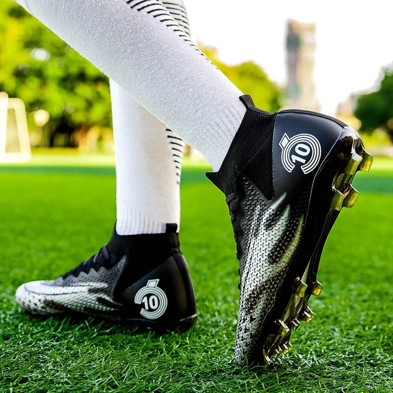 Унисекс модные уличные спортивные футбольные бутсы с высоким берцем кожаные футбольные бутсы для детей