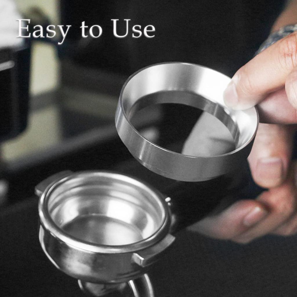 Tubbi 58mm Coffee Dosing Ring, Stainless Steel, Durable Replacement for 58mm Portafilters, Shatterproof, Black