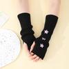 Women's Sweet Lolita Fingerless Gloves White Long Hand Gloves Warm Knitted Arm Sleeves Gothic Girls Cute Shiny Stars Arm Warmers