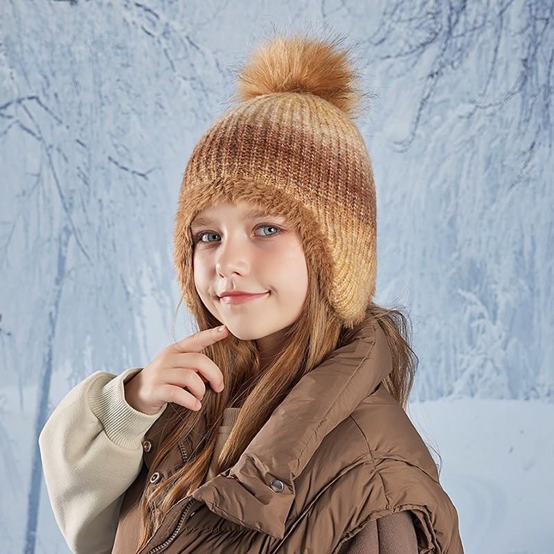 Children Knit Hat With Earmuff Protection For Winter Outdoor Warmth And Style