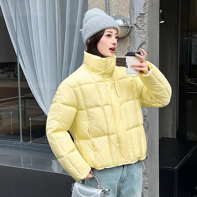 Maillard coffee stand-up collar down cotton jacket large size women's clothing autumn and winter fat mm short bread clothing