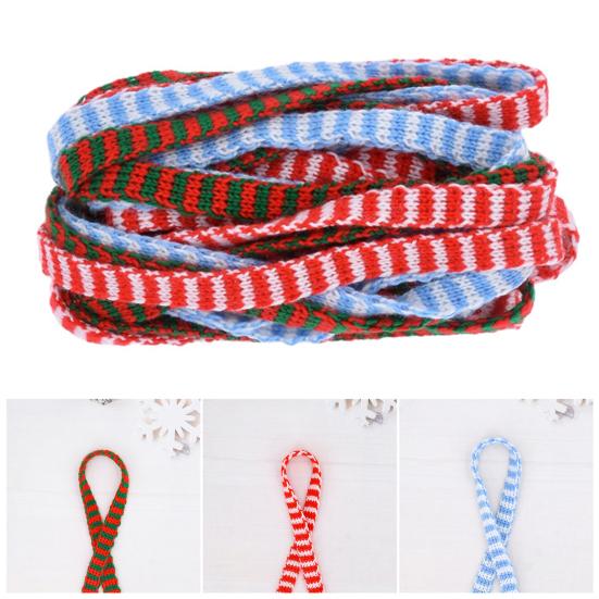 Christmas Knitted Ribbon 9.8Ft DIY Yarn Knit Ribbon Doll Scarf Dual Color Stripe Ribbon Fabric Ribbon for Gift Wrapping Christmas Tree Decor