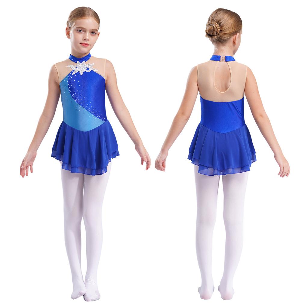 Платье для фигурного катания на коньках для девочек, детское платье для балета и танцев, детское гимнастическое платье для лирического танца, костюмы