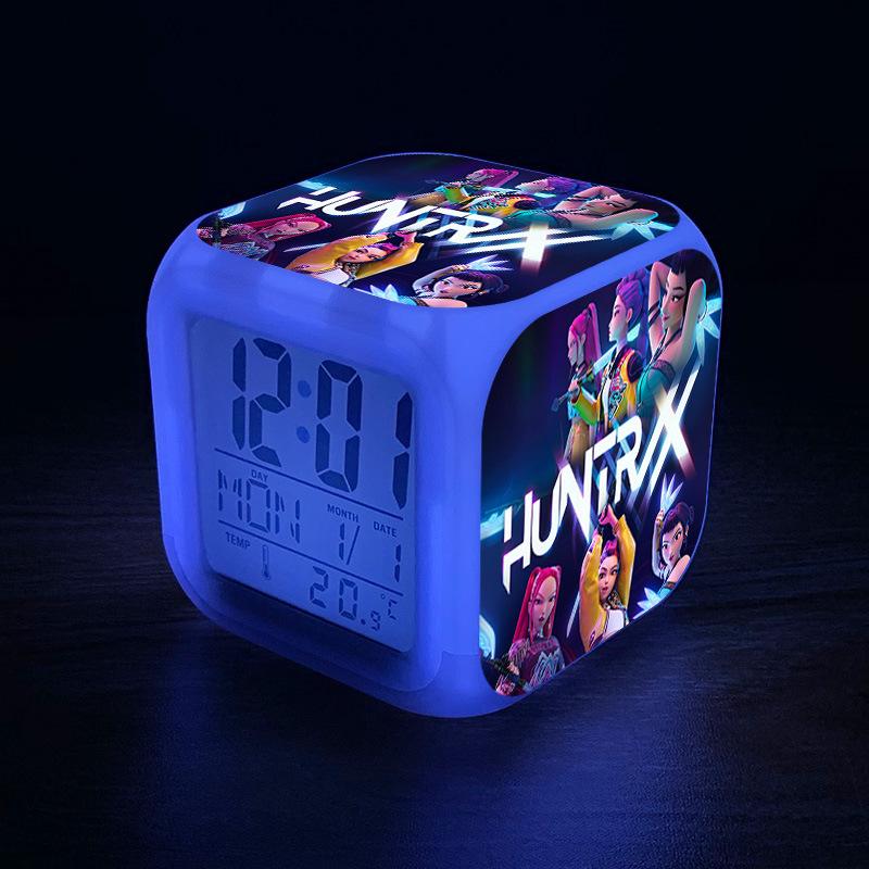 KPop Demon Hunters Cartoon Anime Rumi Mira Zoey Alarm Clock Night Light Student Fashion Personalized Bedside Electronic Clock