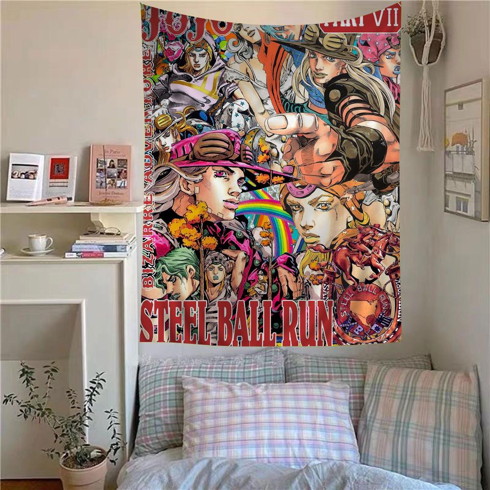 Anime JoJo Bizarre Adventure Retro Tapestry  Hippie Flower Style Doubles as Wall Carpets Ideal Hanging for Dorms  Home Decor