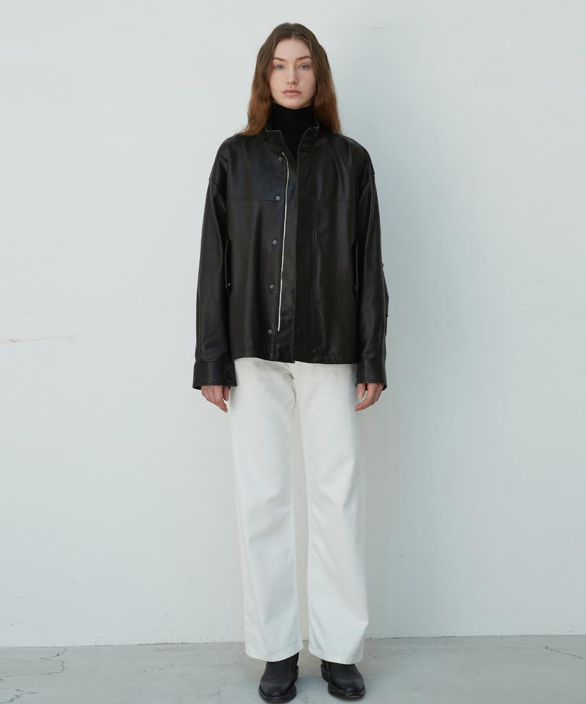 Verdemar Italian Vegetable Lambskin High-Neck Oversized Jumper_Black