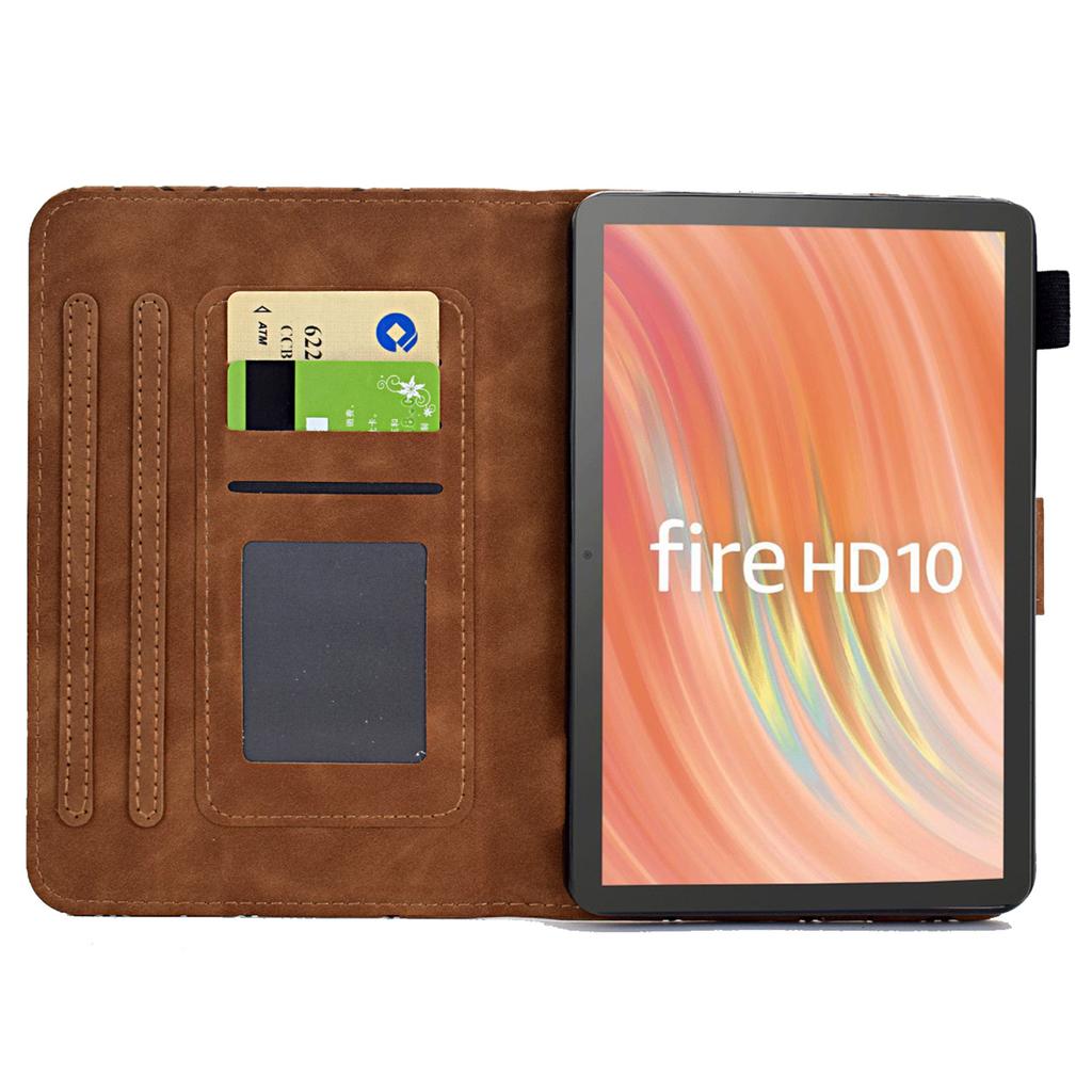 A9 For Amazon Fire HD 10 (2023) Case Card Slots Stand Rhombus Leather Tablet Cover