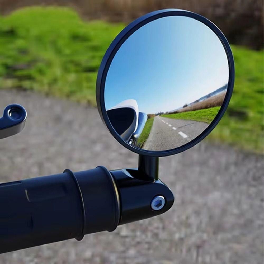 2Pcs Round Motorbike Handlebar Mirror Flat/Convex Handle Bar End Mirror  for 16-18mm ID Handle