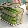 Kitchen Fridge Organizer Box Refrigerator Storage with Lid And Handle Built-in Drain Partition Transparent Container for Fruits Vegetables Fresh Food