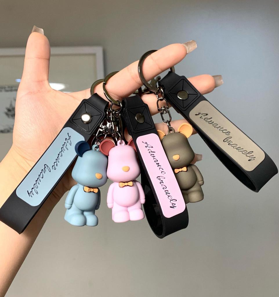 Подвеска на рюкзак, силиконовая кукла, свирепый медведь, автомобильный брелок, галстук-бабочка, медведь, подарок для мальчиков и девочек, мультяшный, креативный, милый, ювелирный аксессуар